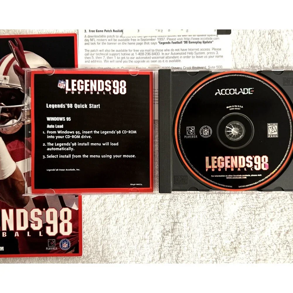 NFL Legends 98 Football PC CD-ROM Complete With Player's Guide Book + Bonus RARE